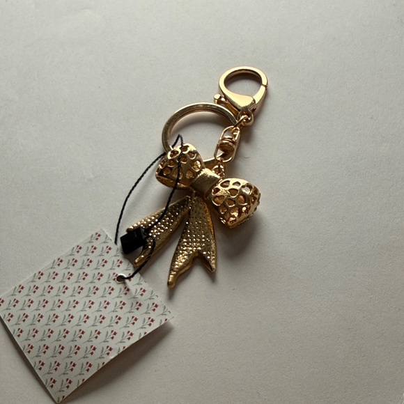 Gold Tone Bow Keychain with Rhinestones - Picture 4 of 5